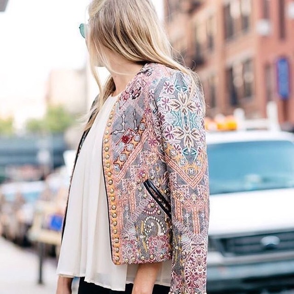 Anthropologie x Hemant & Nandita Studded Quilted Multicolor Jacket • Influencer - Picture 3 of 14